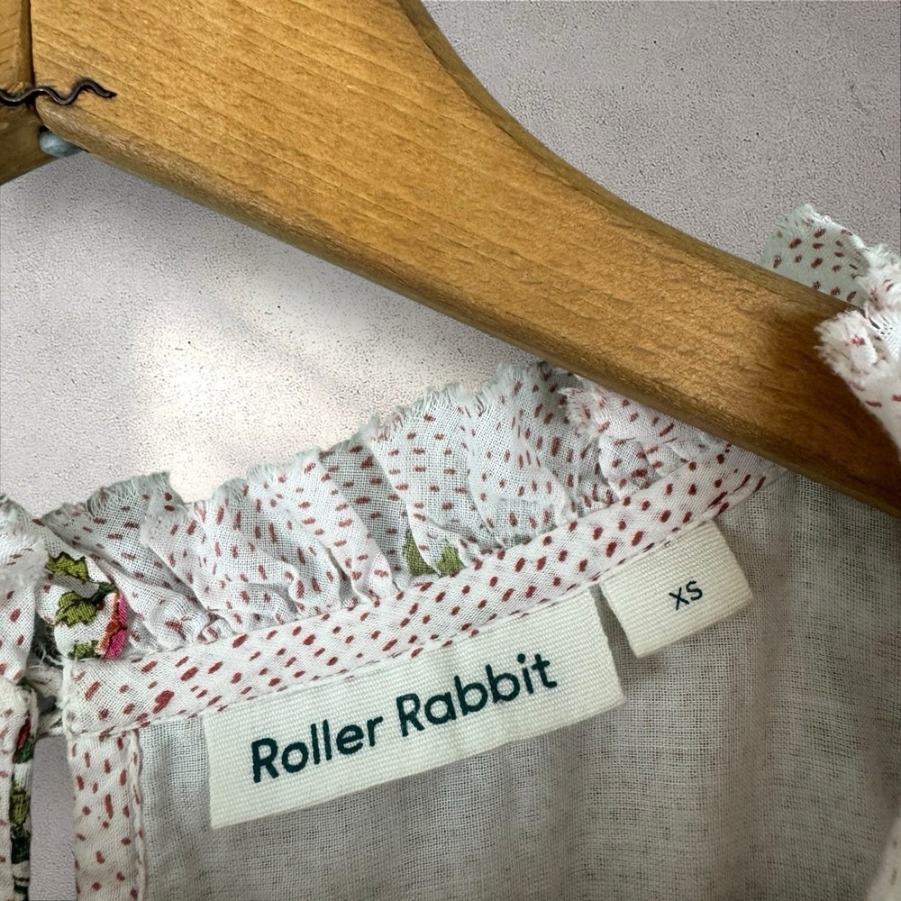 ROLLER RABBIT Valley Floral Naoki Belted Midi Dress Cotton Sz XS - Picture 3 of 6